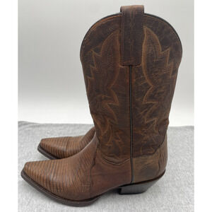 Dan Post Women's Size 6.5 Lizard Skin Boots Snip Toe Style #2458 Chocolate Brown
